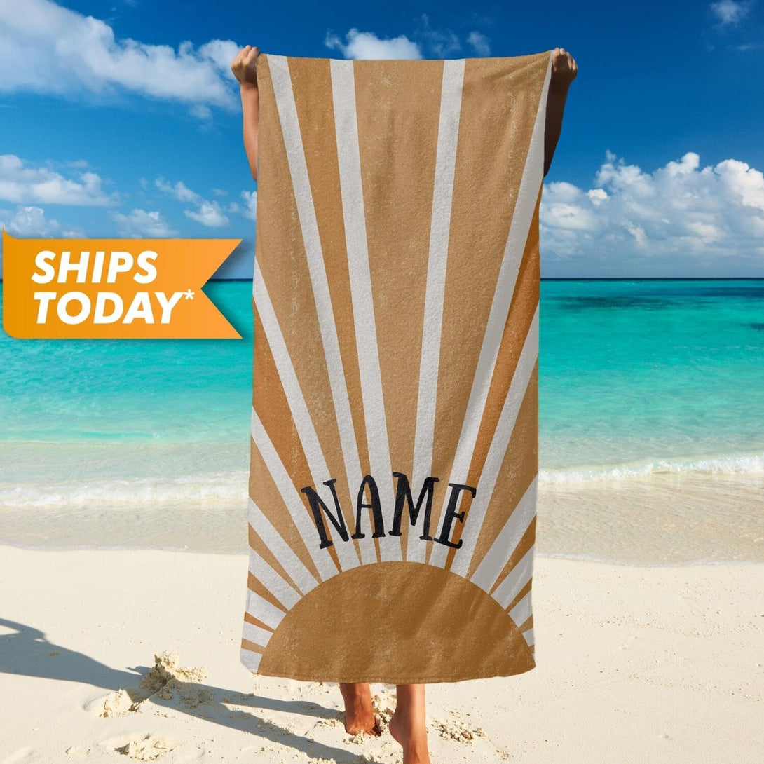 Sun Print Personalized Beach Towel, Customized Gifts for Kids Adults T53 - Custamazegifts.com 