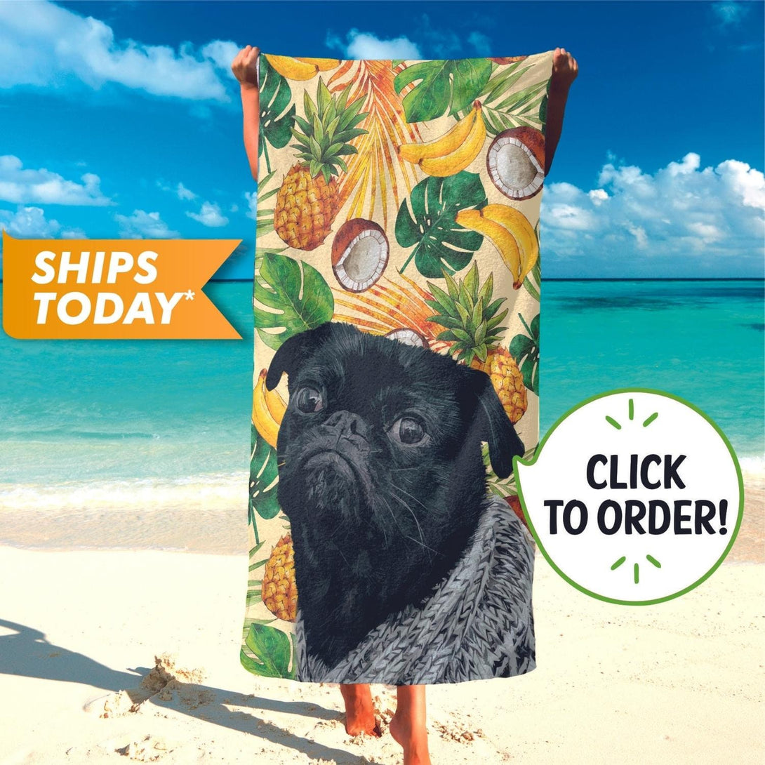 Custom Beach Towel, Personalized Beach Towel with Pet Face, Pet Beach Towel - Custamazegifts.com 