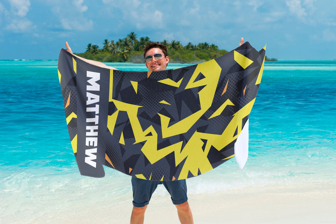 Custom Beach Camouflage Print Towel, Personalized Beach Towel with Your Name - Custamazegifts.com 