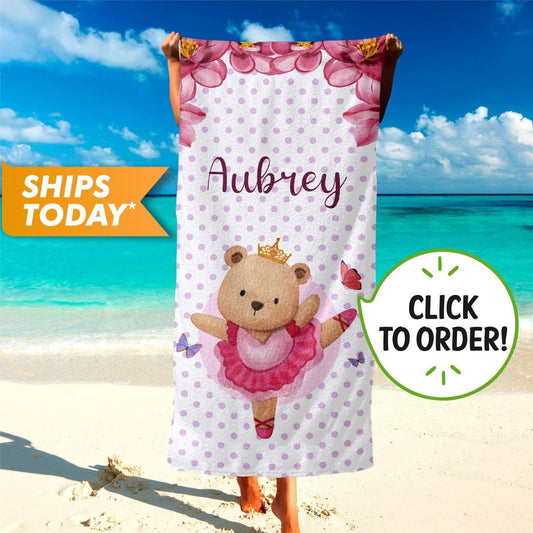 Custom Beach Towels, Personalized Beach Towel with Your Name Gifts for Her - Custamazegifts.com 