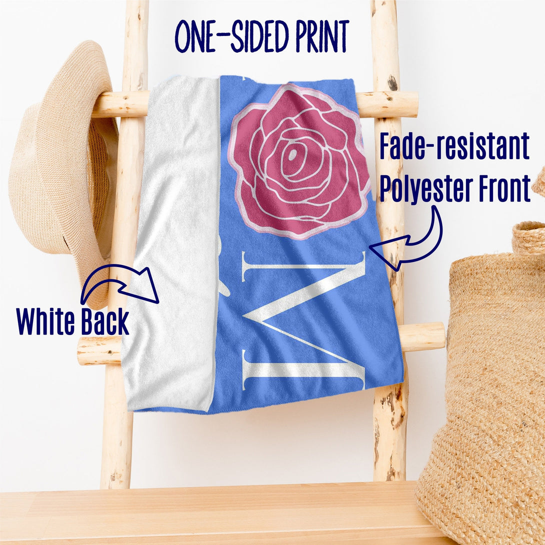 Rose Mom Beach Towel with Name, Custom Mother's Day Gifts for Mom Grandma T56 - Custamazegifts.com 