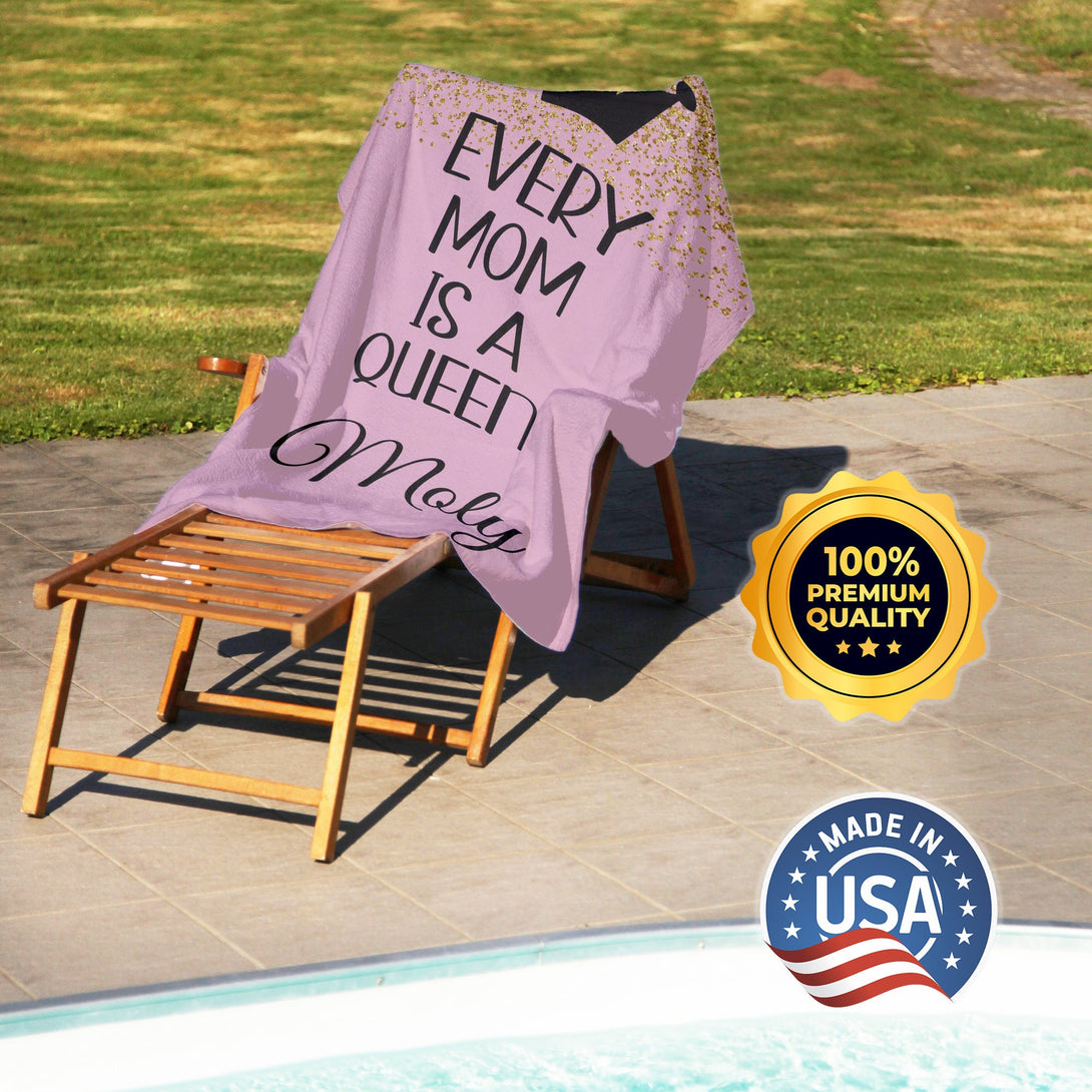 Every Mom Is a Queen Custom Beach Towel, Personalized Mother's Day Gifts T57 - Custamazegifts.com 