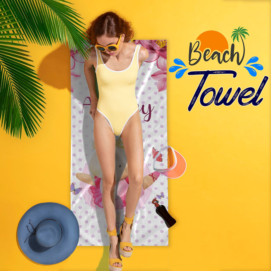 Custom Beach Towels, Personalized Beach Towel with Your Name Gifts for Her - Custamazegifts.com 