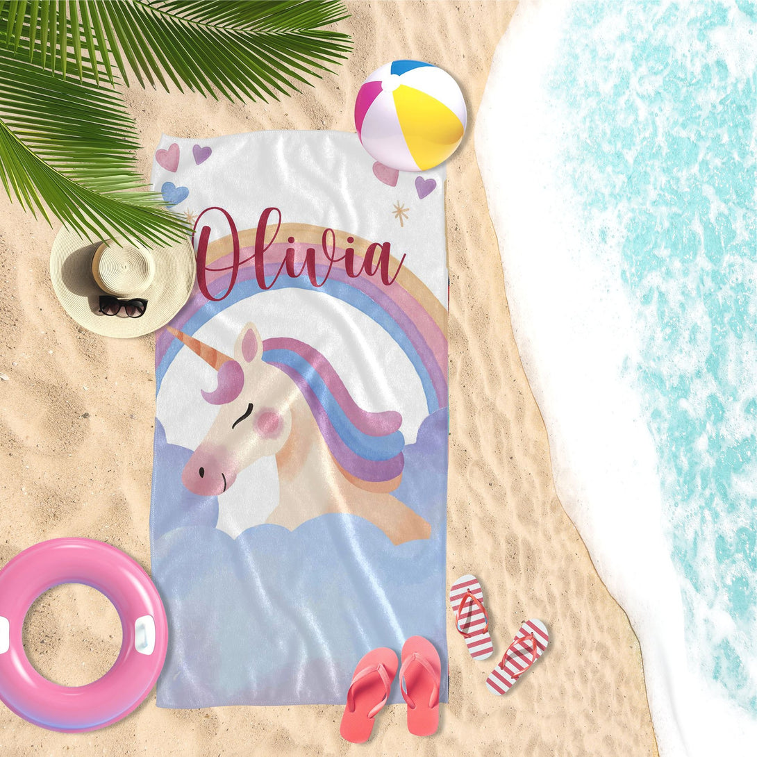 Unicorn Custom Baby Beach Towel for Girls, Cute Baby Gifts for Daughter Niece T36 - Custamazegifts.com 