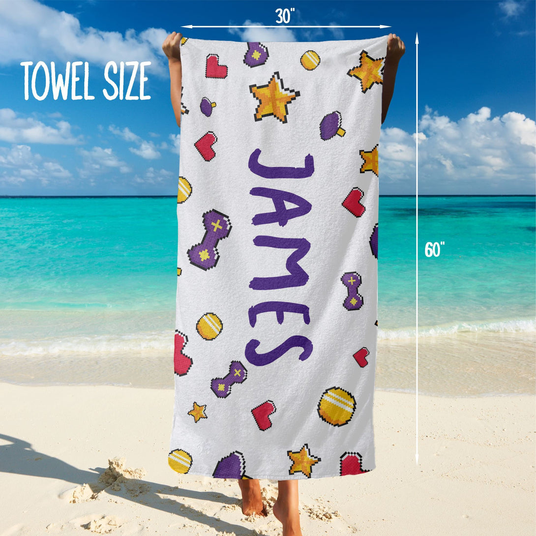 Personalized Kids Beach Towel for Girls, Gaming Custom Gifts for Niece Granddaughter T50 - Custamazegifts.com 