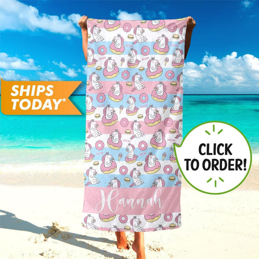 Unicorn Custom Baby Beach Towel for Girls Boys, Gifts for Toddler T39 - Custamazegifts.com 