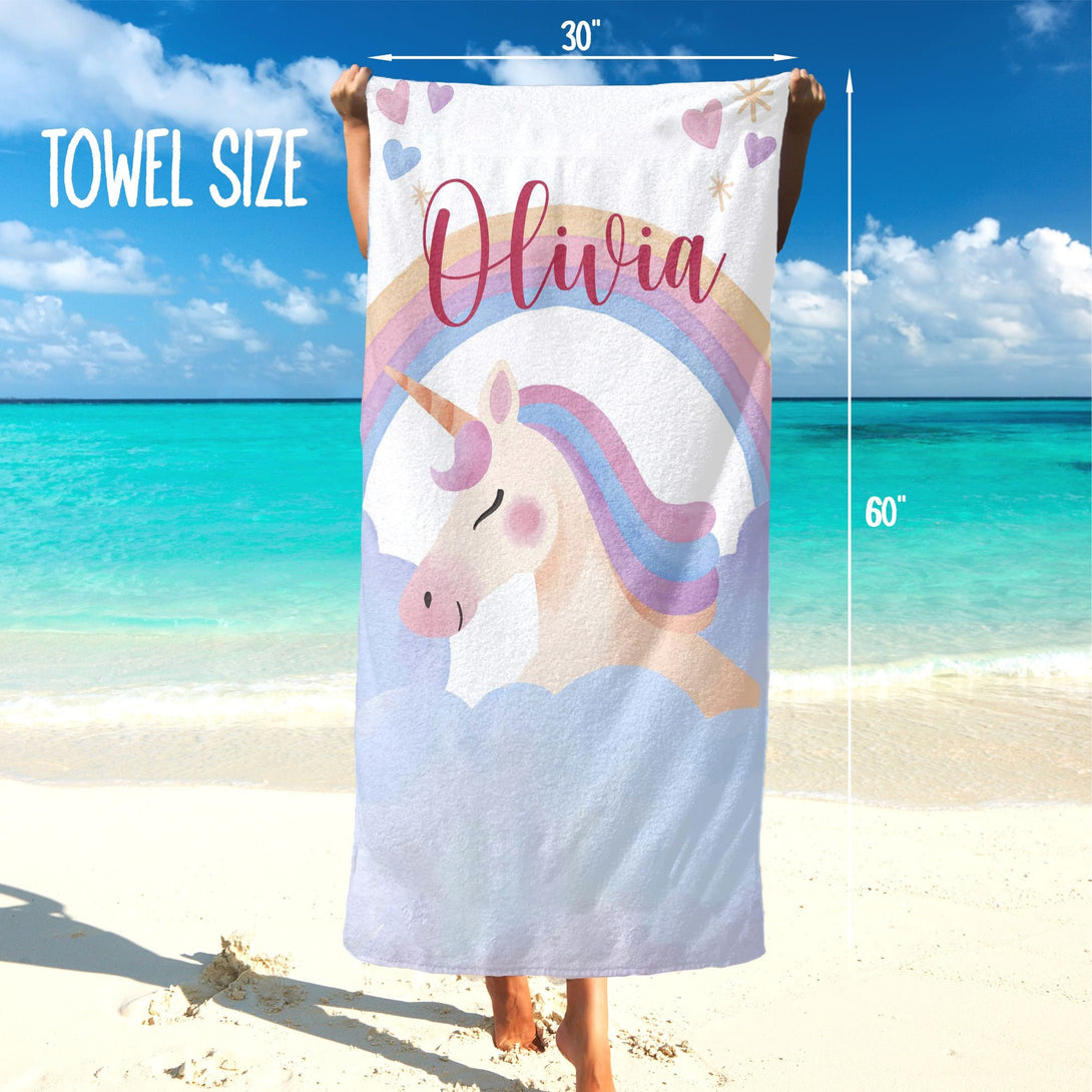 Unicorn Custom Baby Beach Towel for Girls, Cute Baby Gifts for Daughter Niece T36 - Custamazegifts.com 