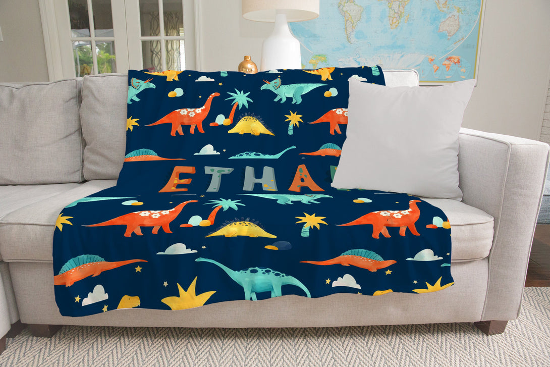 Dinosaur Print Customized Blanket for Boys - Custamazegifts.com 