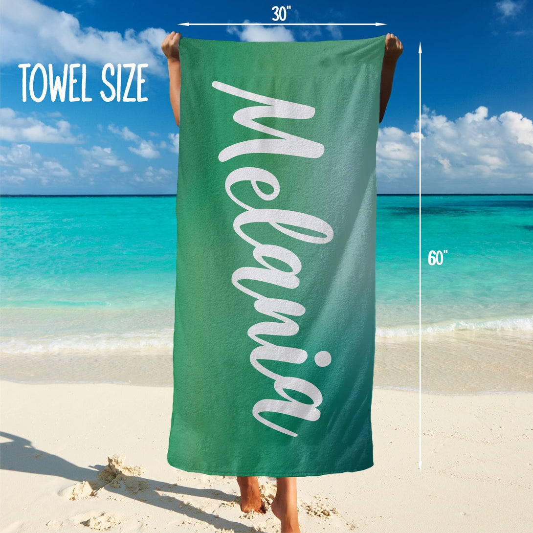 Rainbow Personalized Beach Towel with Name, Beach Trip Pool Party Gifts T69 - Custamazegifts.com 