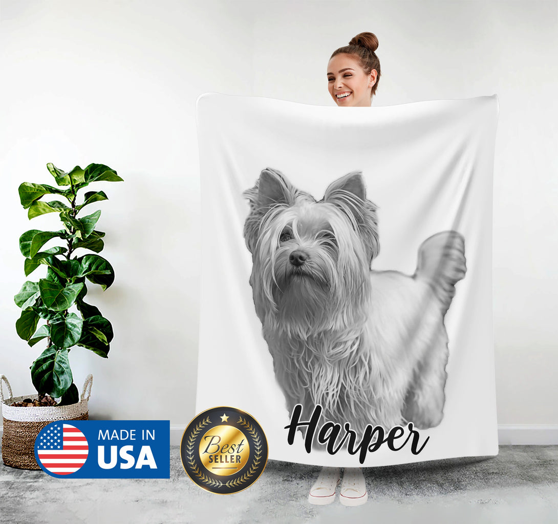 Custom Blanket with Your Pet, Black and White Photo Blanket - Custamazegifts.com 