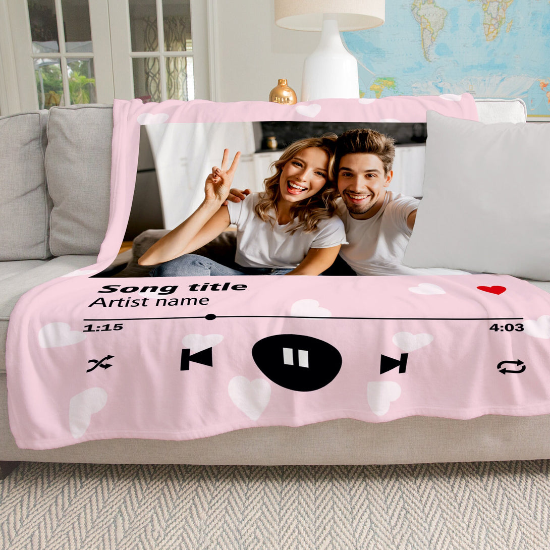 Customized Blanket with Your Favorite Song, Gift for Him Her - Custamazegifts.com 