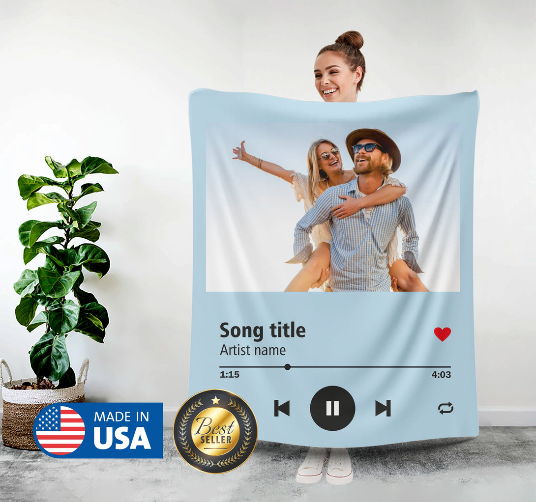 Customized Blanket with Your Favorite Song, Gift for Him Her - Custamazegifts.com 