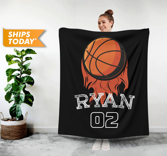 Basketball Custom Blanket, Monogrammed Blanket for Him - Custamazegifts.com 