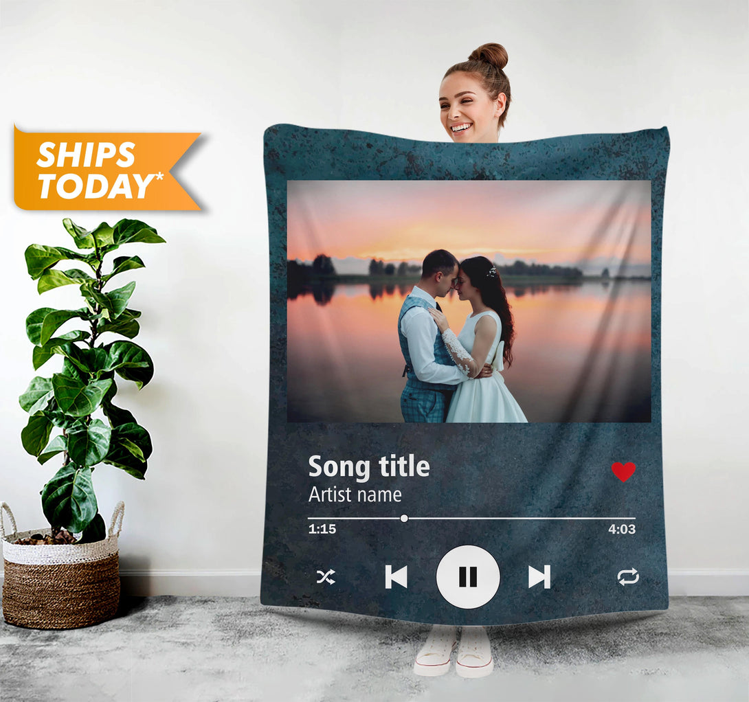 Customized Blanket with Your Favorite Song, Gift for Him Her - Custamazegifts.com 