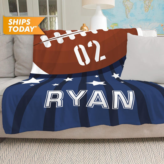 Personalized Rugby Blanket for Him, Custom Christmas Gift - Custamazegifts.com 