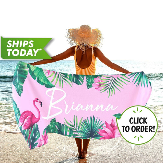 Custom Beach Towel, Personalized Beach Towel with Your Name, Bachelorette Gift for Her - Custamazegifts.com 