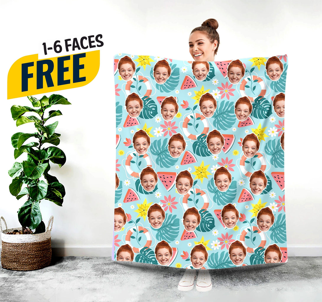 Custom Face Blanket, Personalized Blanket with Photo - Custamazegifts.com 