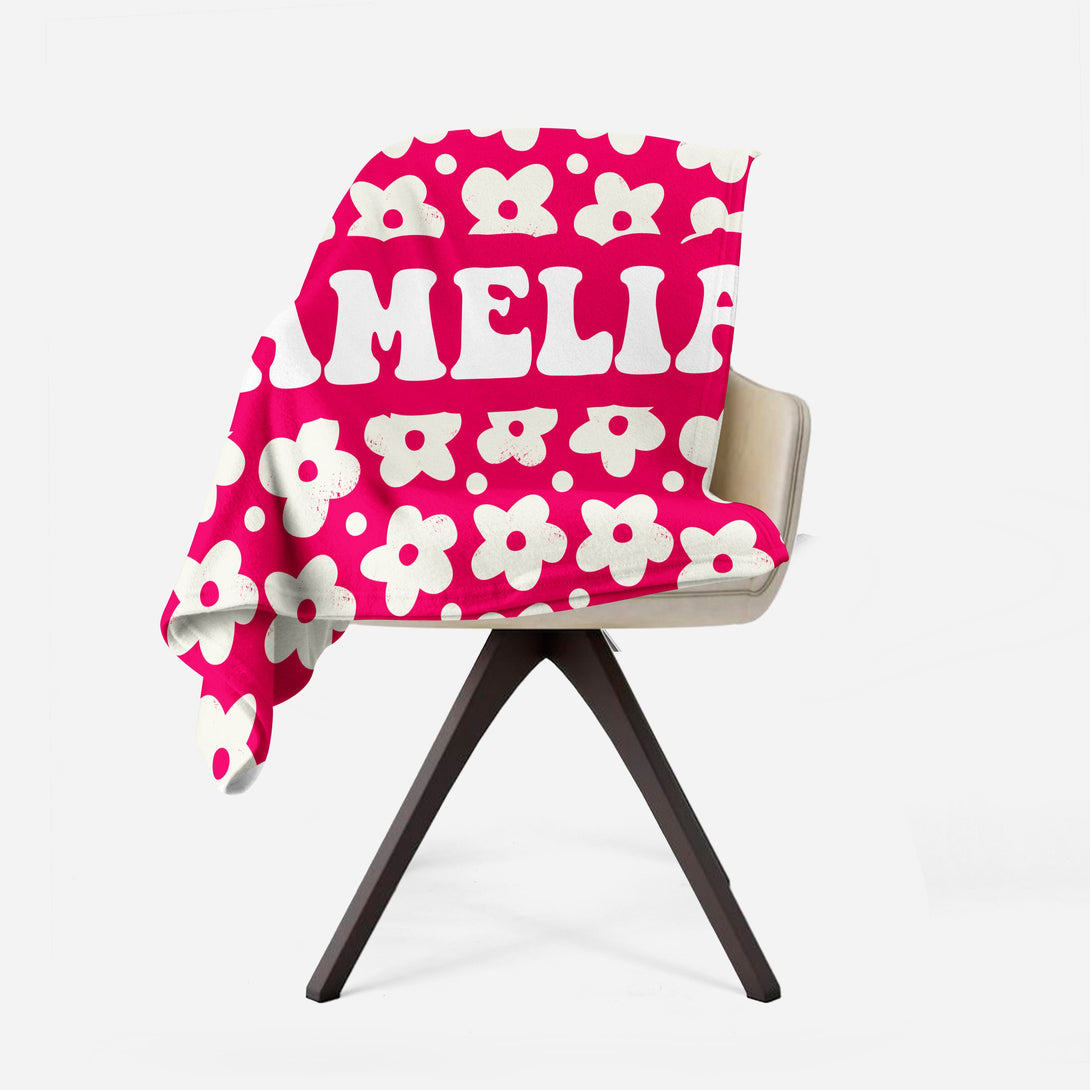 Flower Personalized Blankets, Customize Blanket with Your Name - Custamazegifts.com 