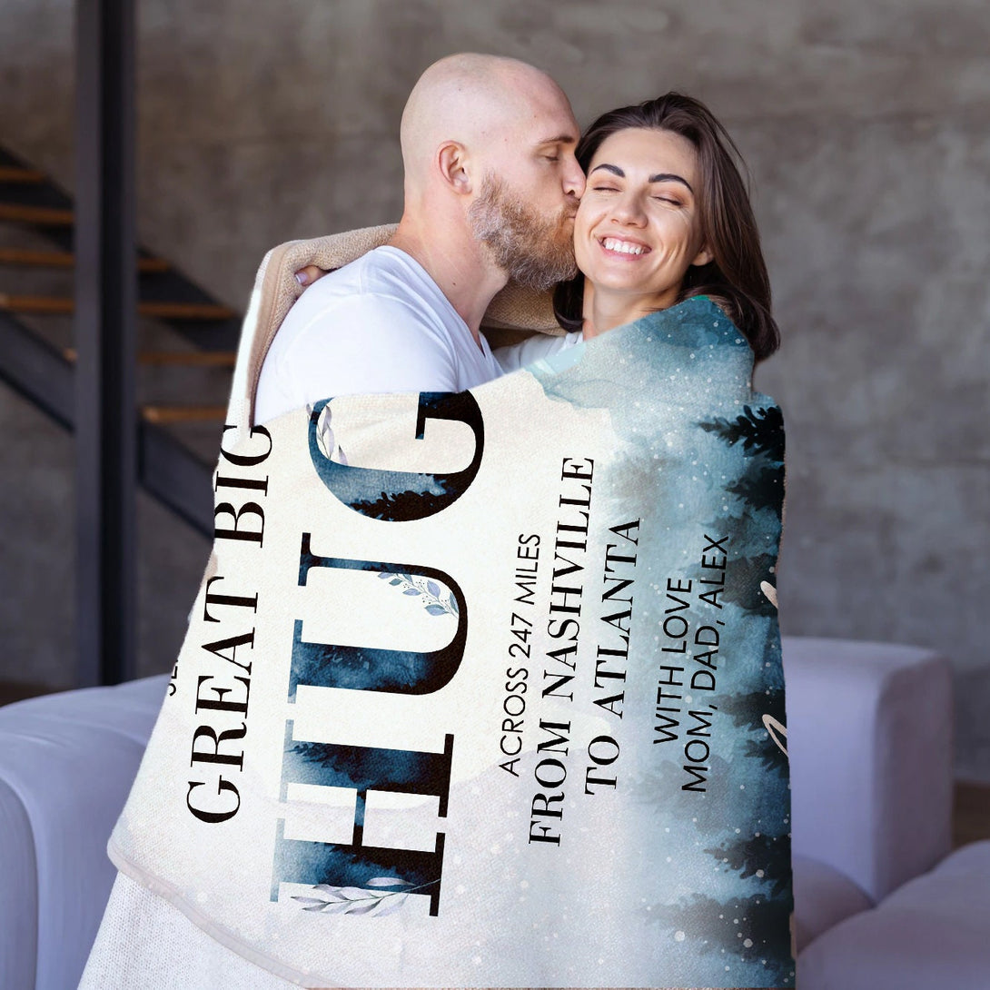 Sending a Great Big Hug Blanket, Custom Blanket with Your Text - Custamazegifts.com 