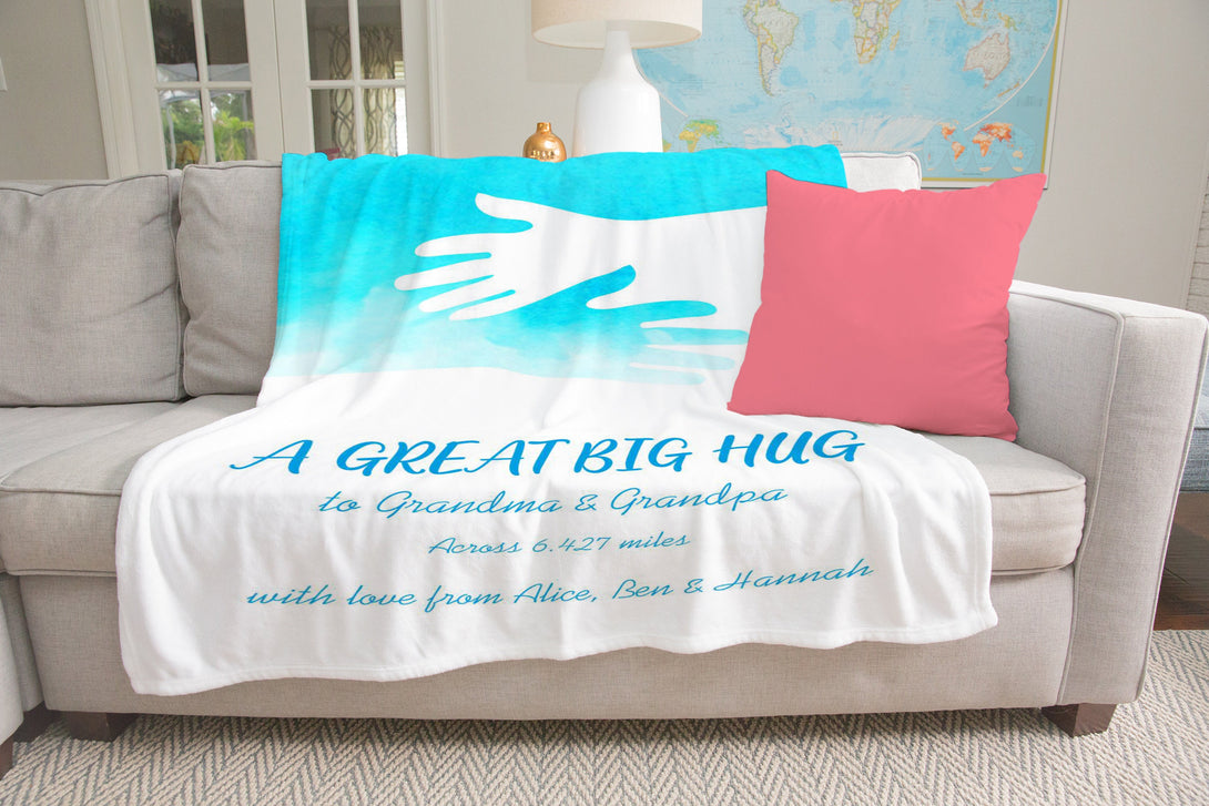 Customize Blanket with Name, Send a Hug Personalized Blanket - Custamazegifts.com 