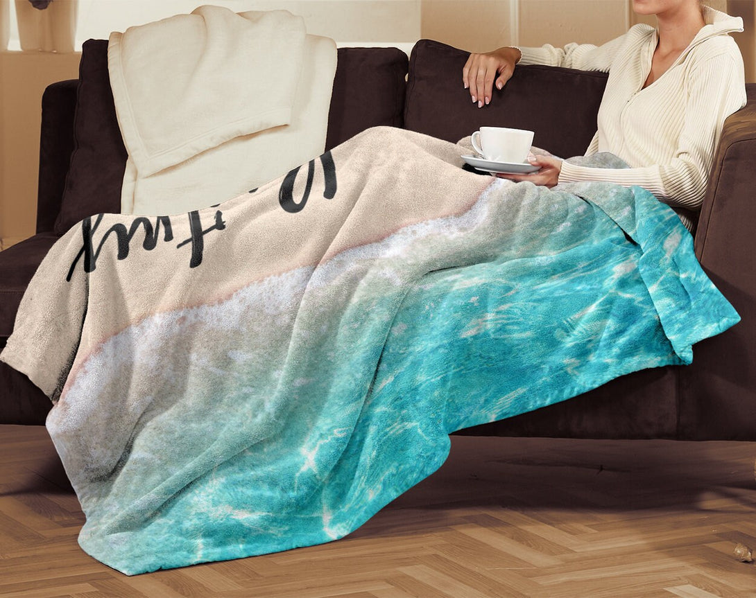 Ocean Print Customized Blanket with Your Name - Custamazegifts.com 