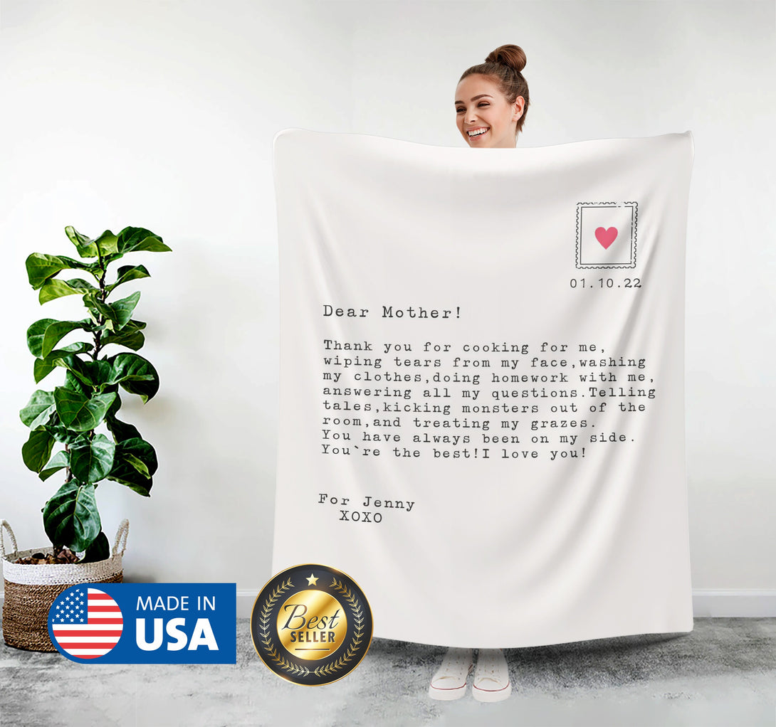 Message to Mom Blanket, Mothers Day Personalized Blanket - Custamazegifts.com 