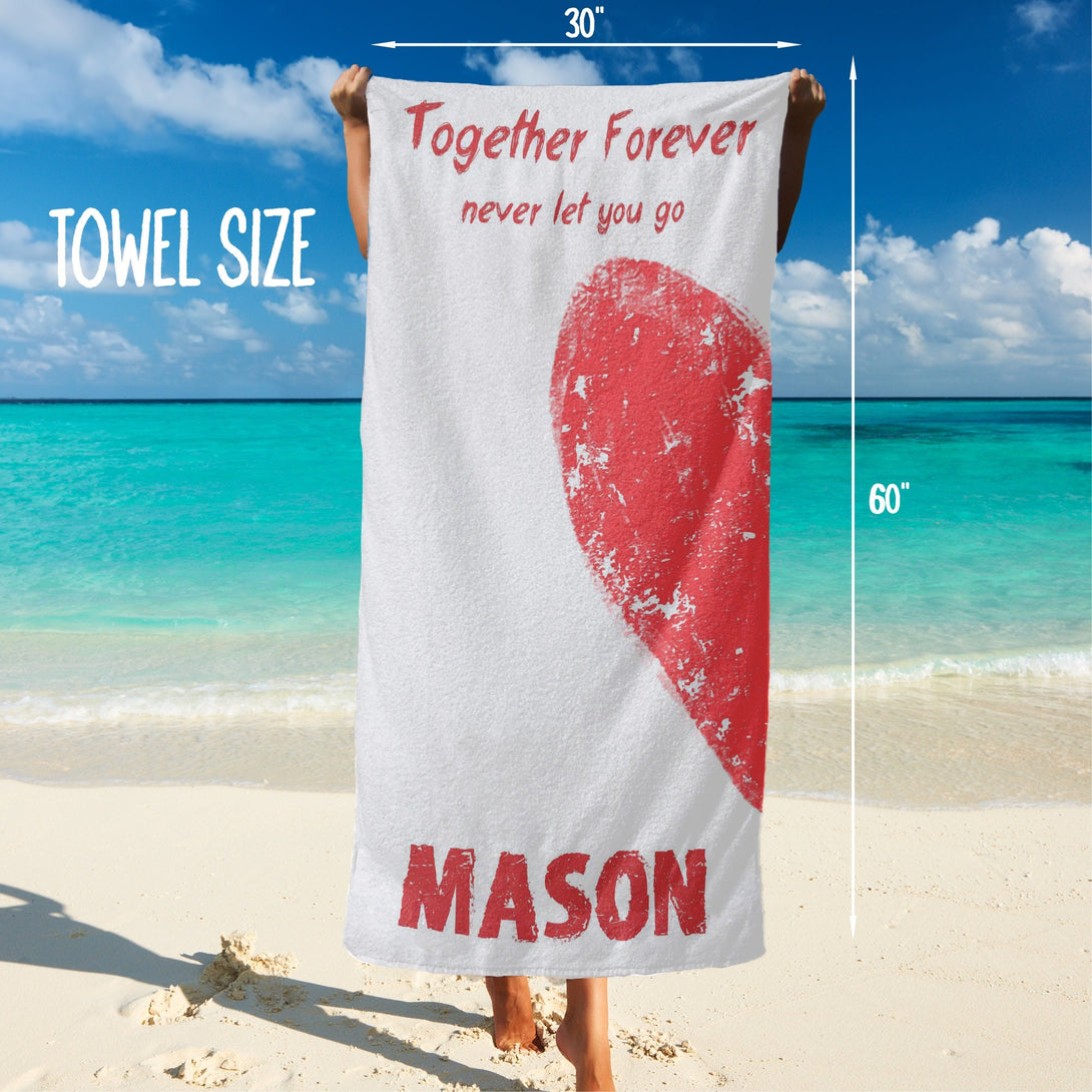 Valentines Day Beach Towels for Couple, Together Forever Honeymoon Wedding Gifts T76 - Custamazegifts.com 