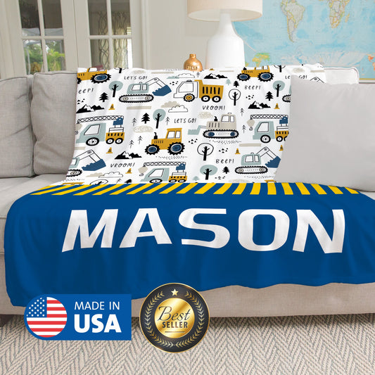 Personalized Tractor Blankets for Boys, Custom Baby Blanket - Custamazegifts.com 