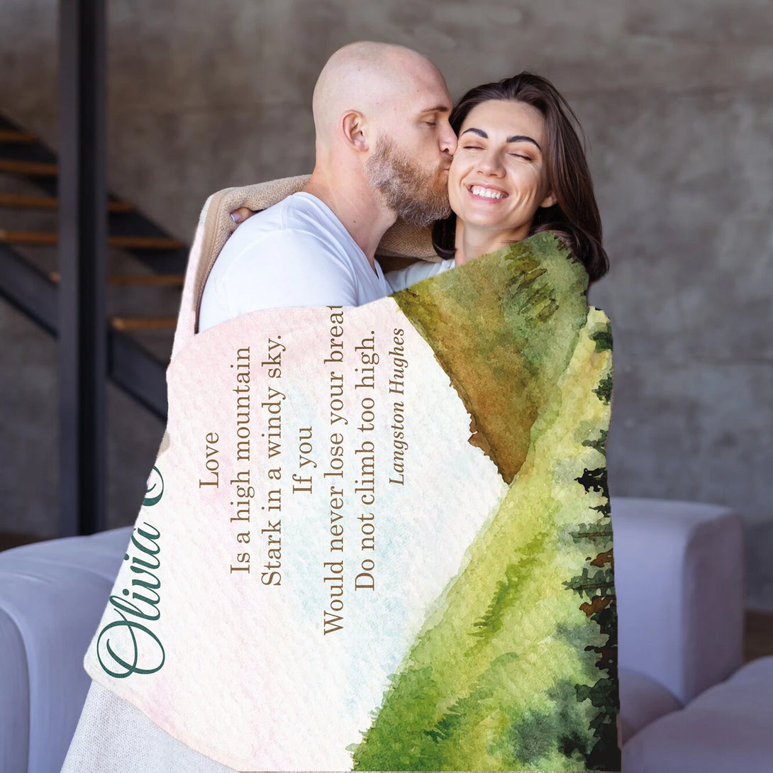 Custom Couple Gift, Poem Blanket for Him Her Nature Print - Custamazegifts.com 