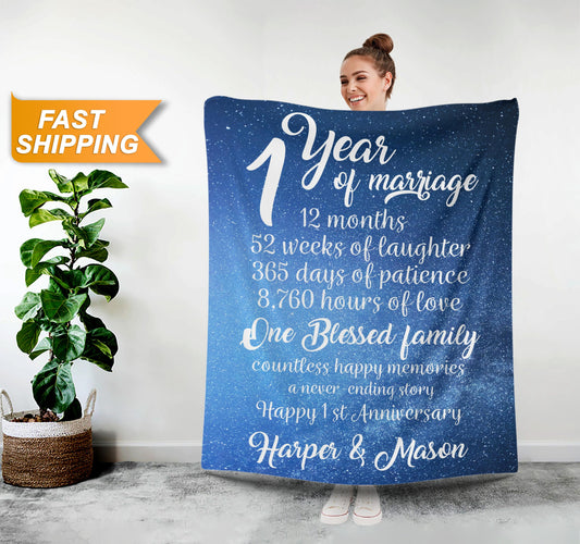 Personalized Blankets for Couple, Custom Anniversary Gift - Custamazegifts.com 