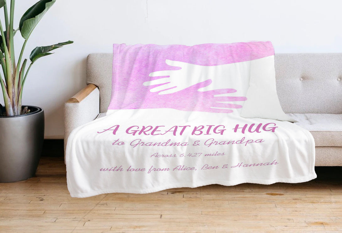 Customize Blanket with Name, Send a Hug Personalized Blanket - Custamazegifts.com 