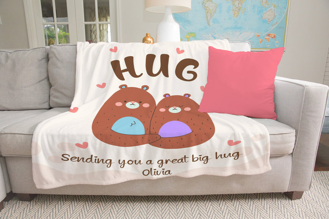 Send a Hug Custom Blanket, Monogrammed Blanket with Your Name - Custamazegifts.com 