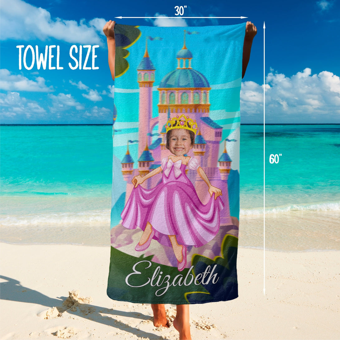 Kids Princess Photo Beach Towels, Girls Custom Photo Birthday Gift T80 - Custamazegifts.com 