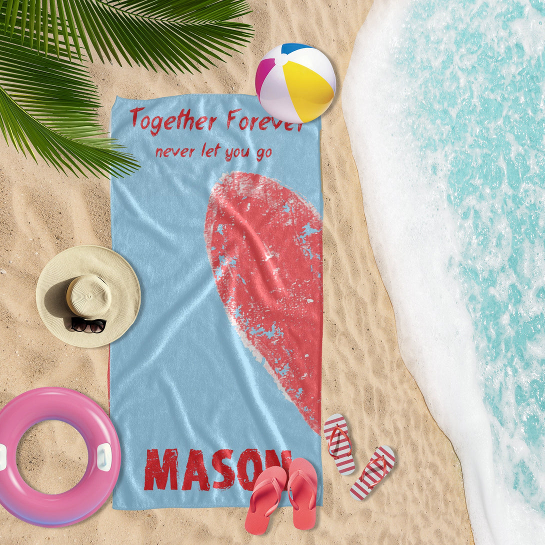 Valentines Day Beach Towels for Couple, Together Forever Honeymoon Wedding Gifts T76 - Custamazegifts.com 