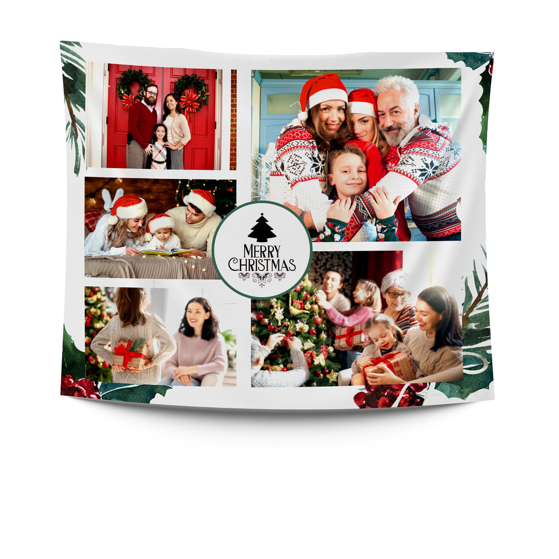 Merry Christmas Photo Blanket, Add Your Photos Personalized Blanket - Custamazegifts.com 