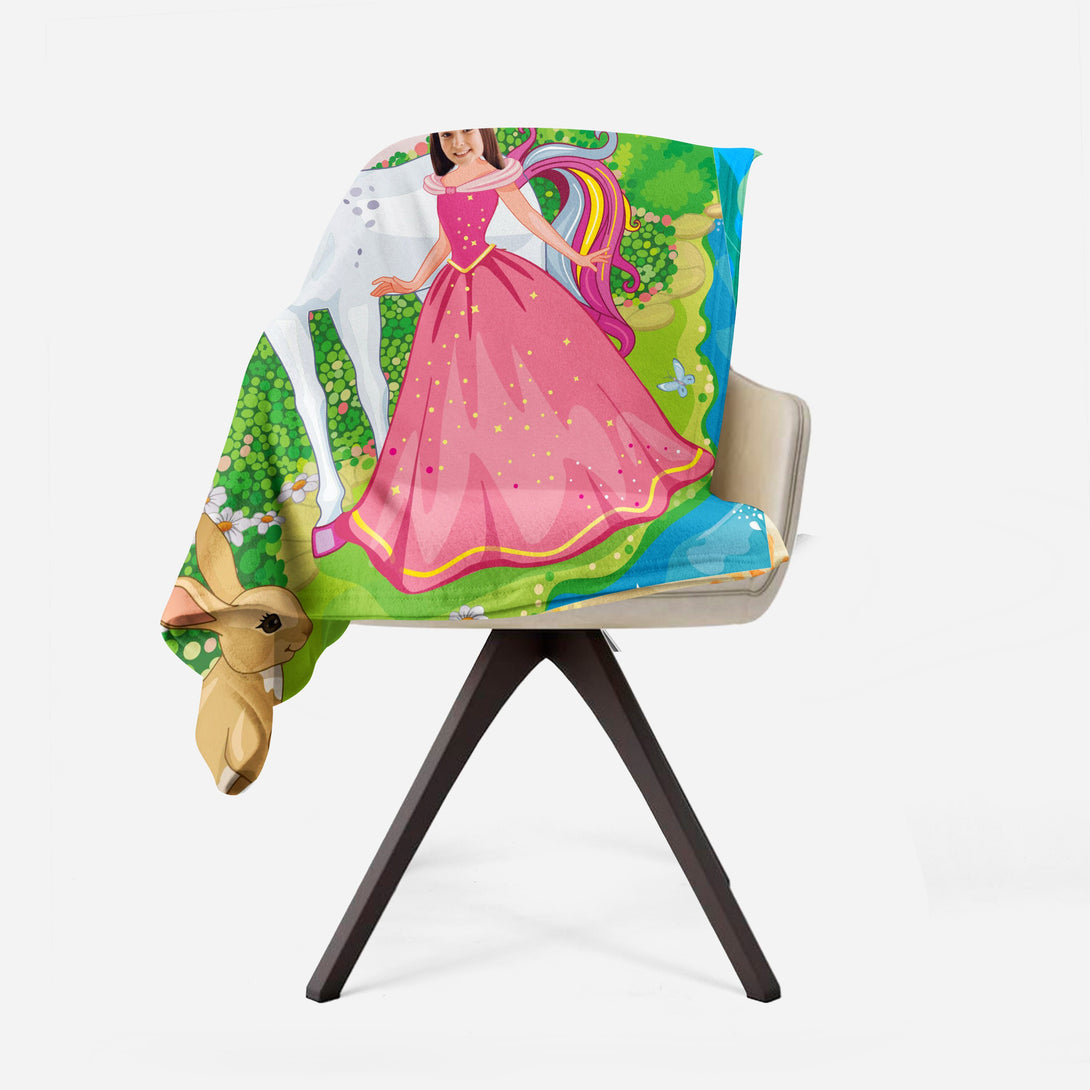 Princess and a Unicorn Personalized Girls Photo Blanket - Custamazegifts.com 