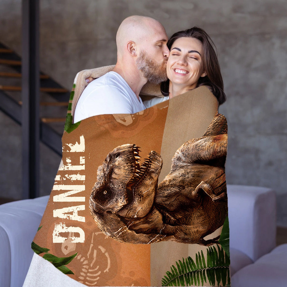 Tyrannosaurus Customized Blanket with Name - Custamazegifts.com 