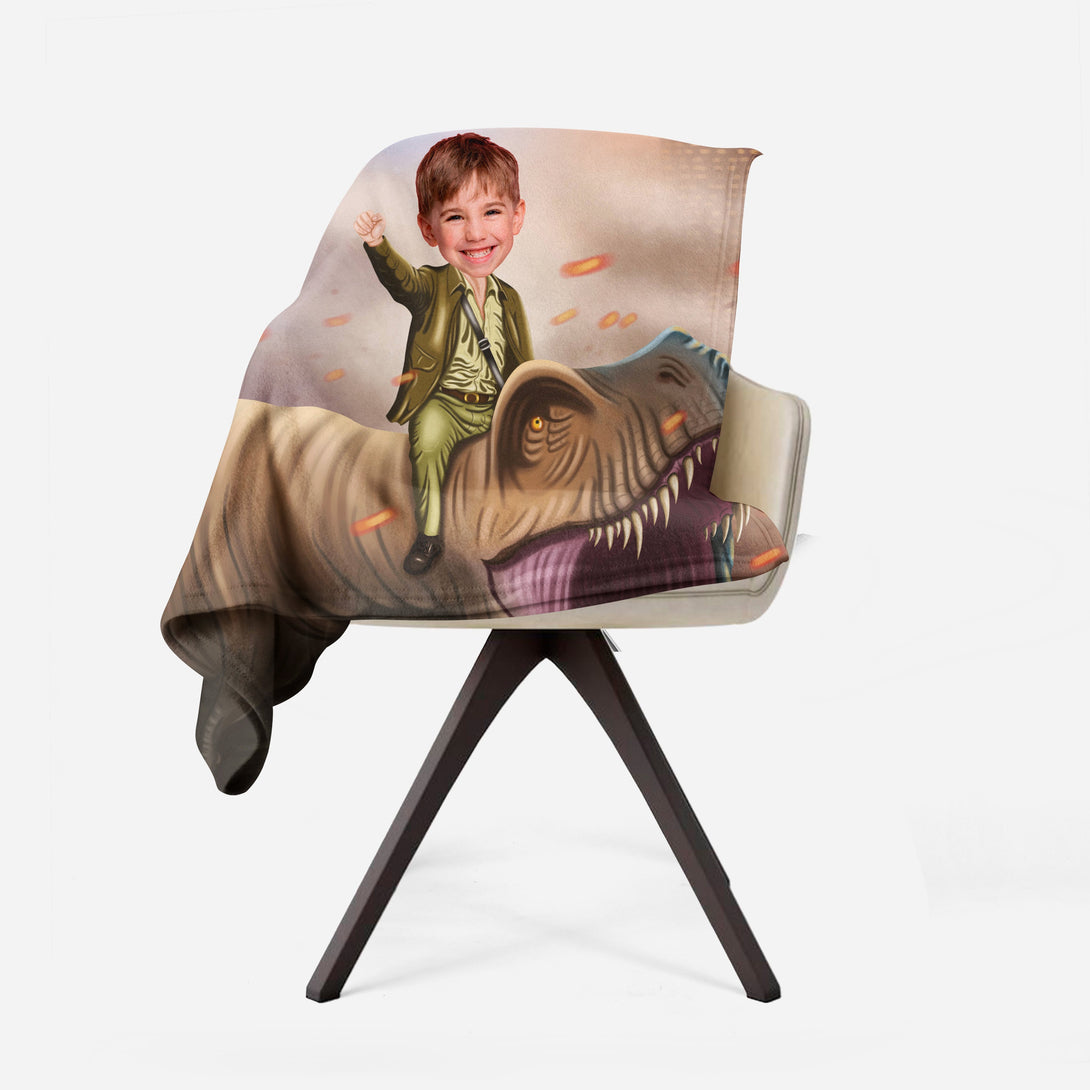 T Rex Kids Blanket, Dinosaur Birthday Gifts for Boys - Custamazegifts.com 