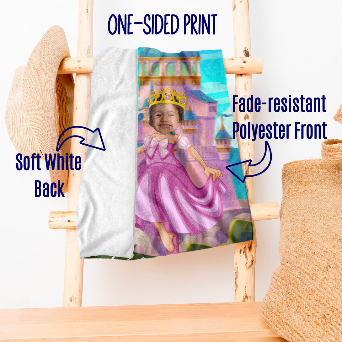 Kids Princess Photo Beach Towels, Girls Custom Photo Birthday Gift T80 - Custamazegifts.com 