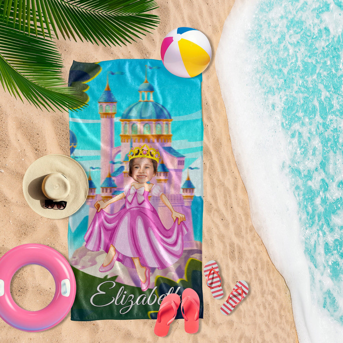 Kids Princess Photo Beach Towels, Girls Custom Photo Birthday Gift T80 - Custamazegifts.com 