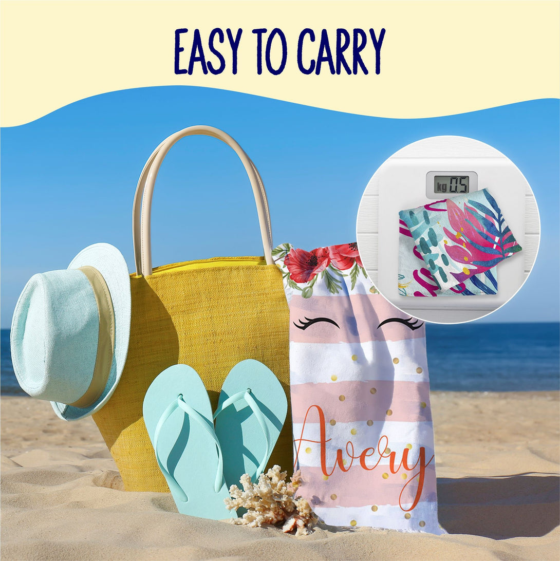 Custom Beach Towels, Personalized Beach Towel with Your Name with Unicorn - Custamazegifts.com 