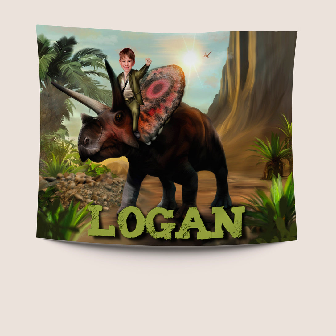 Dinosaur Rider Blanket for Kids, Personalized Dino Gift - Custamazegifts.com 