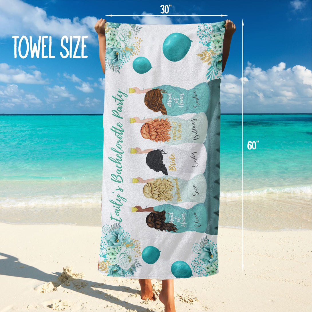 Bachelorette Party Beach Towel, Custom Bridesmaid Maid of Honor Gift T95 - Custamazegifts.com 