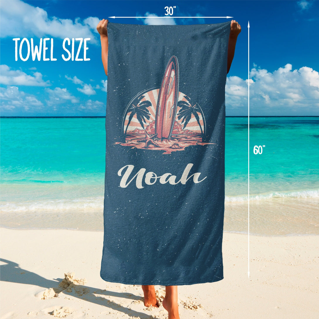 Anchor Beach Towel with Custom Name, Ocean Themed Dark Personalized Towels for Men T97 - Custamazegifts.com 