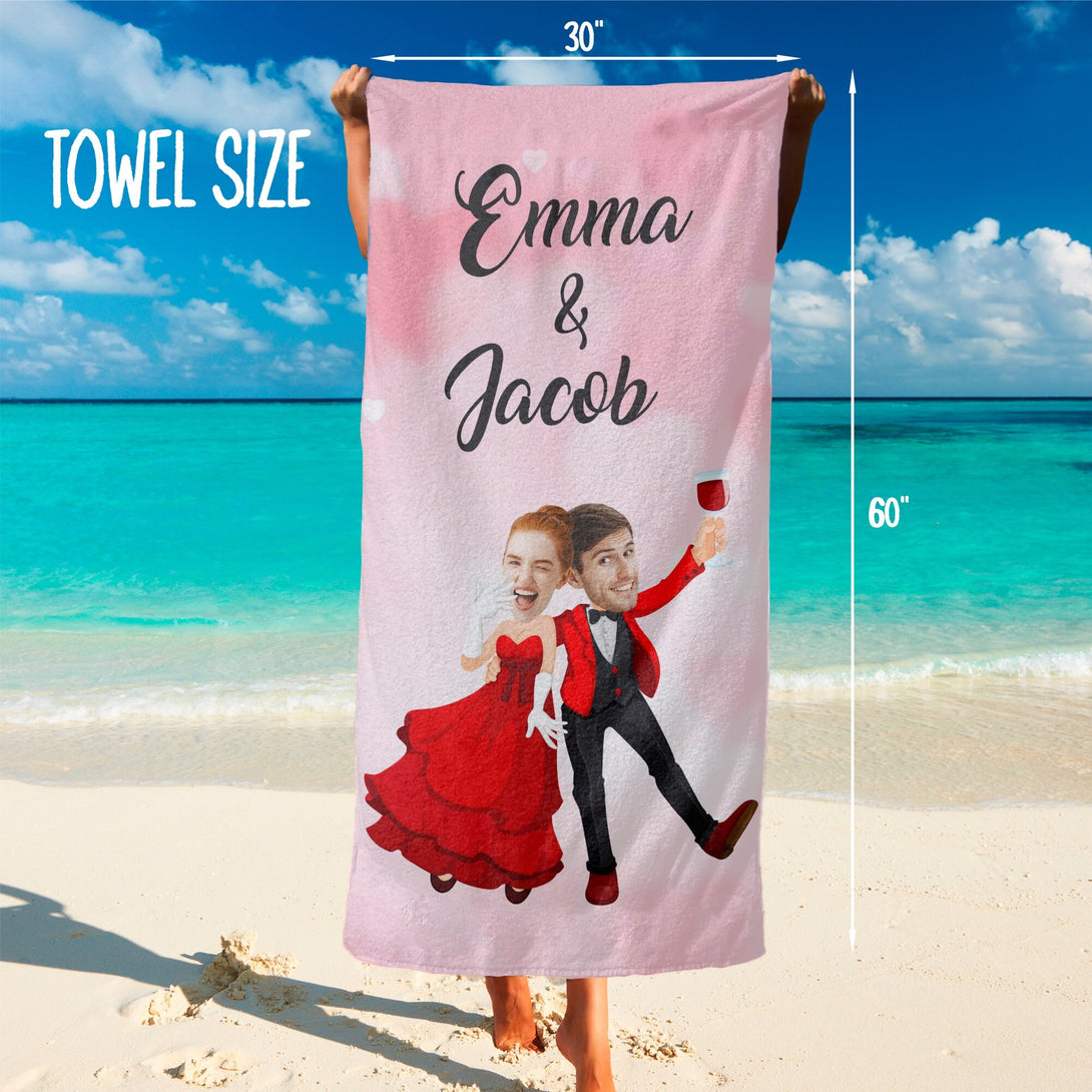 Valentines Day Photo Towel, Custom Face Personalized Anniversary Gift T102 - Custamazegifts.com 