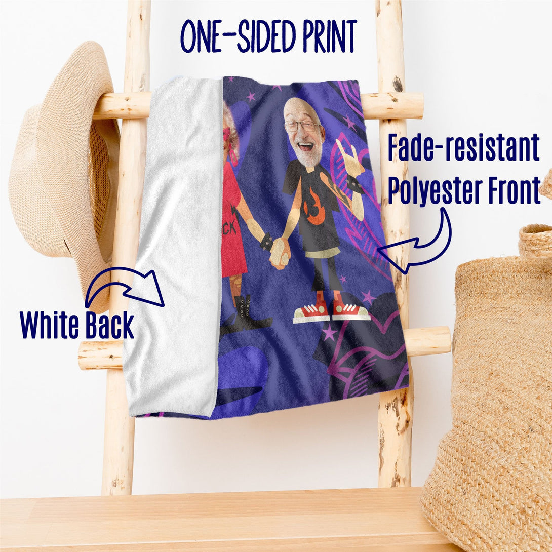 Rock n Roll Personalized Photo Towel, Funny Retirement Gifts for Grandparents T107 - Custamazegifts.com 