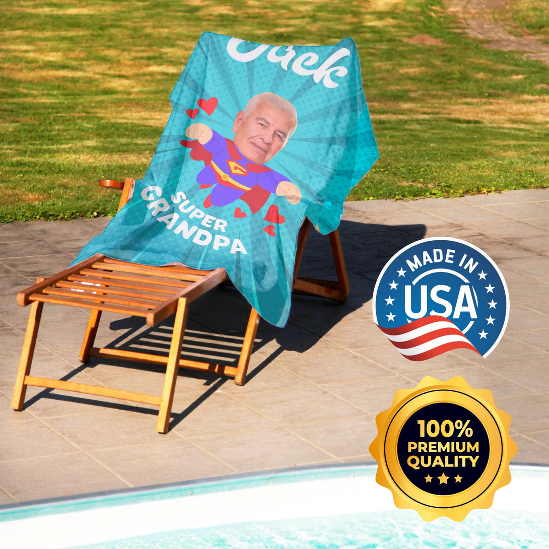 Superhero Custom Beach Towel with Your Face, Fun Birthday Gifts T108 - Custamazegifts.com 