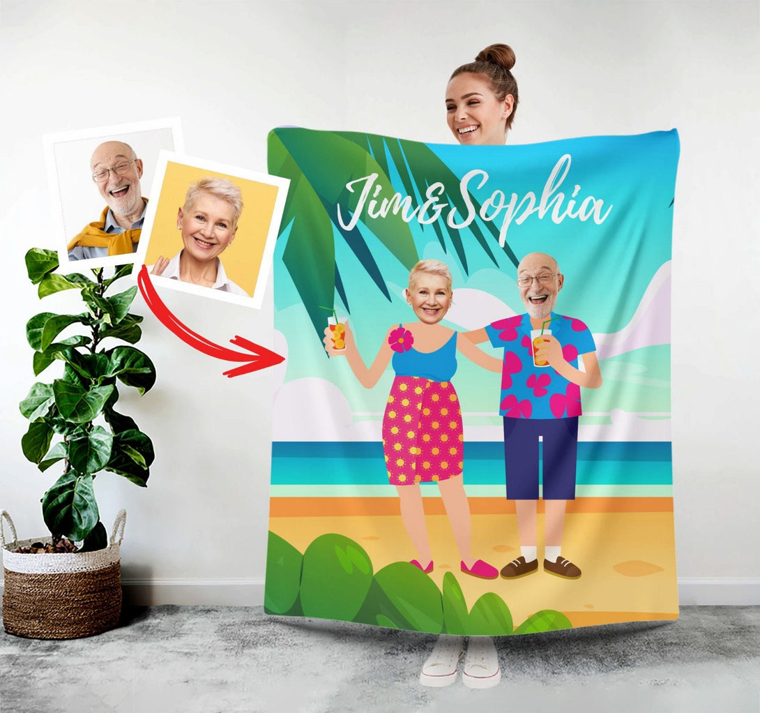 Hawaii Vacation Photo Blanket, Personalized Retirement Gift - Custamazegifts.com 