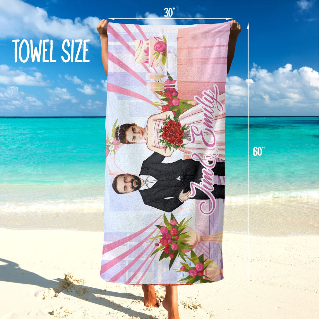 Custom Photo Towel, Mr and Mrs Wedding Honeymoon Gift for Couple T98 - Custamazegifts.com 