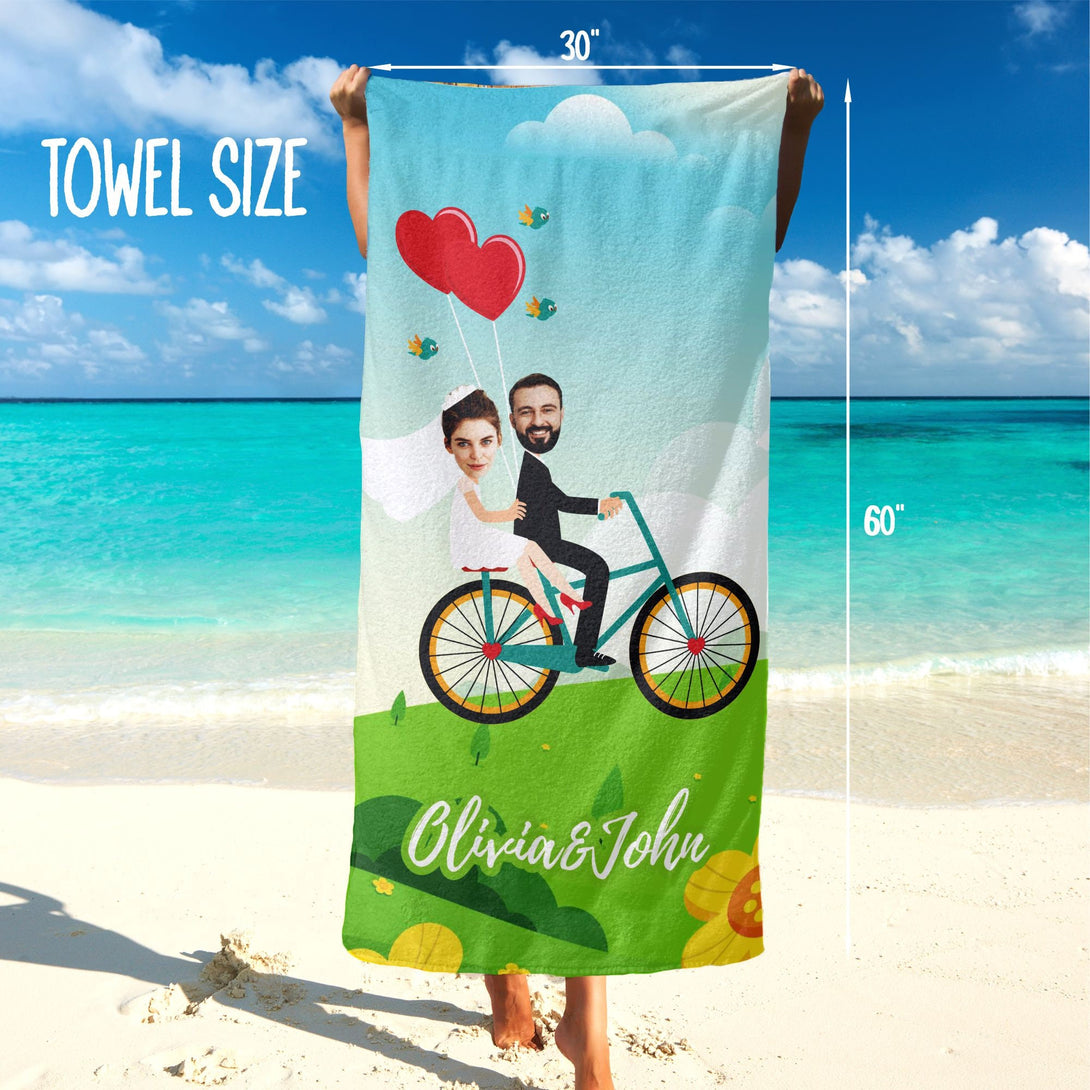 Wedding Personalized Photo Towels, Funny Anniversary Honeymoon Gifts for Couple T101 - Custamazegifts.com 